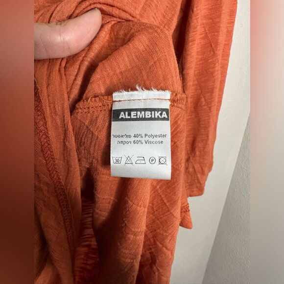 Alembika V neck Orange Blouse Sz 2 - Picture 2 of 7